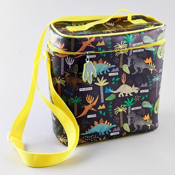 Load image into Gallery viewer, FLOSS &amp; ROCK UK Insulated Lunch Bag with Detachable Strap &amp; Bottle Holder - Dinosaur Jungle **Limited Stock**