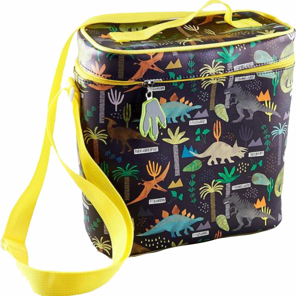 Load image into Gallery viewer, FLOSS &amp; ROCK UK Insulated Lunch Bag with Detachable Strap &amp; Bottle Holder - Dinosaur Jungle **Limited Stock**