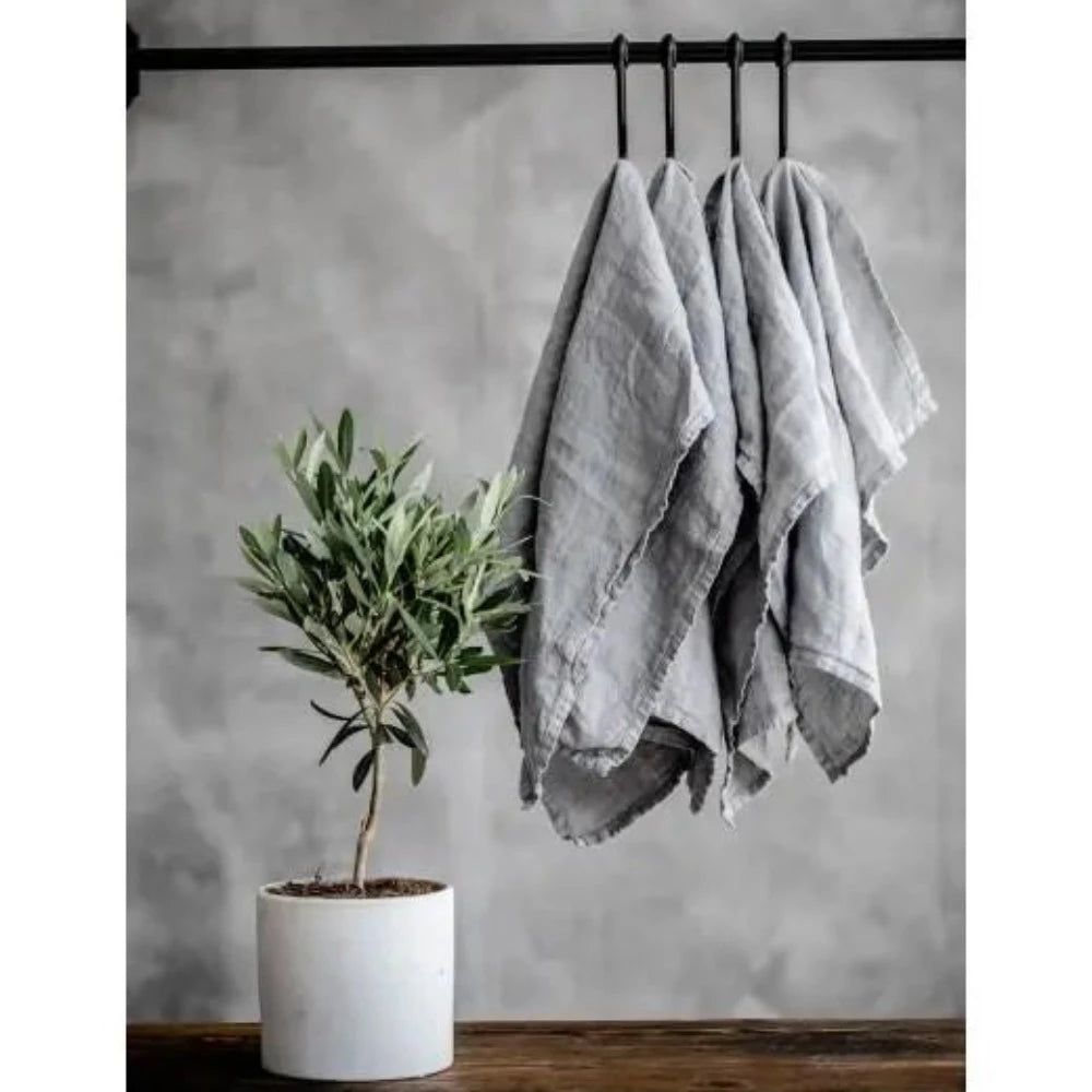 Load image into Gallery viewer, MARC OLIVER Light Grey Pure Linen Napkins 50cm x 50cm French Flax Cloth - 4 Pack **CLEARANCE**