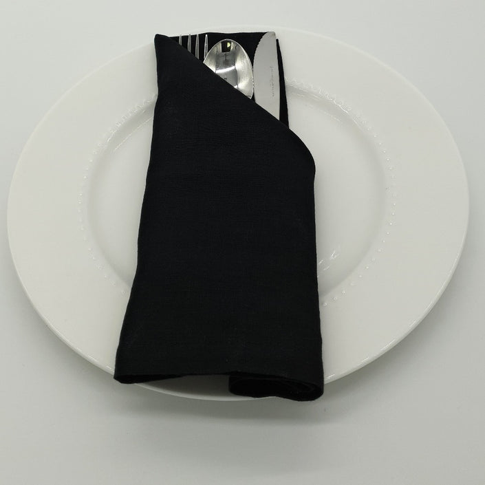 MARC OLIVER Cloth French Linen Napkin - 18" x 18", 4 pack - Black **CLEARANCE**