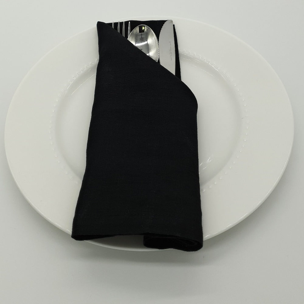 Load image into Gallery viewer, MARC OLIVER Cloth French Linen Napkin - 18&quot; x 18&quot;, 4 pack - Black **CLEARANCE**