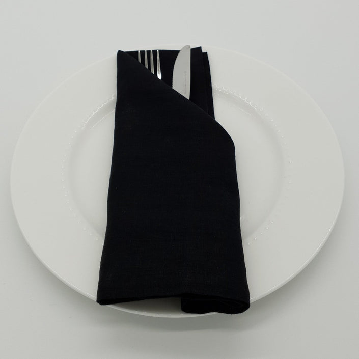 MARC OLIVER Cloth French Linen Napkin - 18" x 18", 4 pack - Black **CLEARANCE**