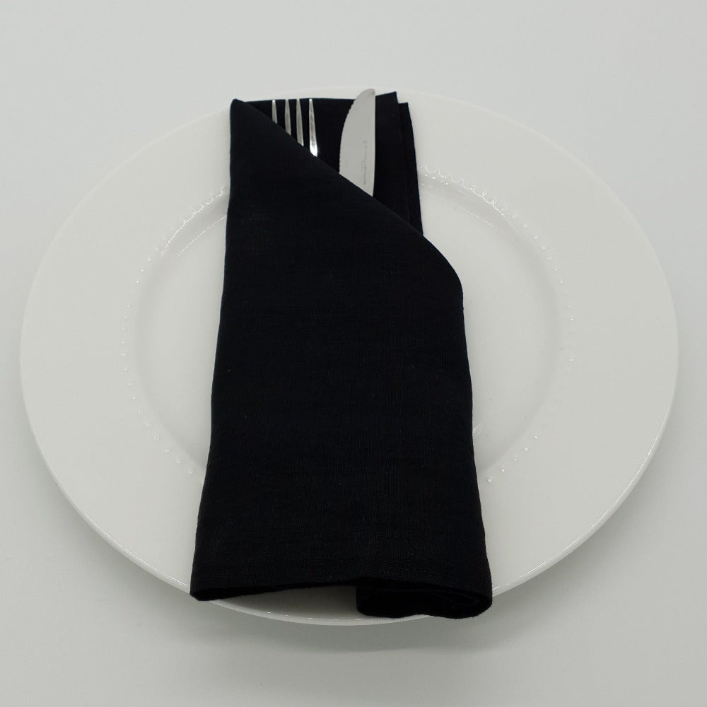 Load image into Gallery viewer, MARC OLIVER Cloth French Linen Napkin - 18&quot; x 18&quot;, 4 pack - Black **CLEARANCE**