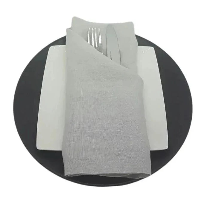 MARC OLIVER Light Grey Pure Linen Napkins 50cm x 50cm French Flax Cloth - 4 Pack **CLEARANCE**