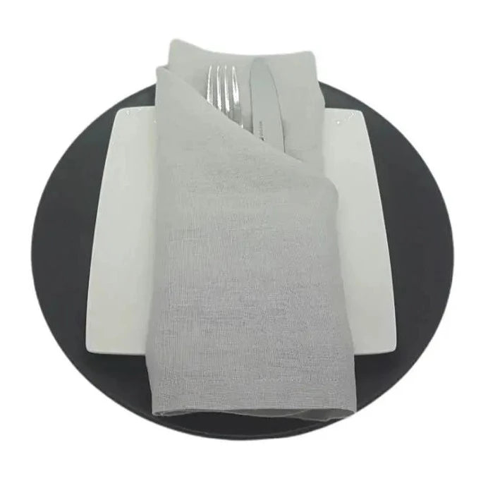 Load image into Gallery viewer, MARC OLIVER Light Grey Pure Linen Napkins 50cm x 50cm French Flax Cloth - 4 Pack **CLEARANCE**