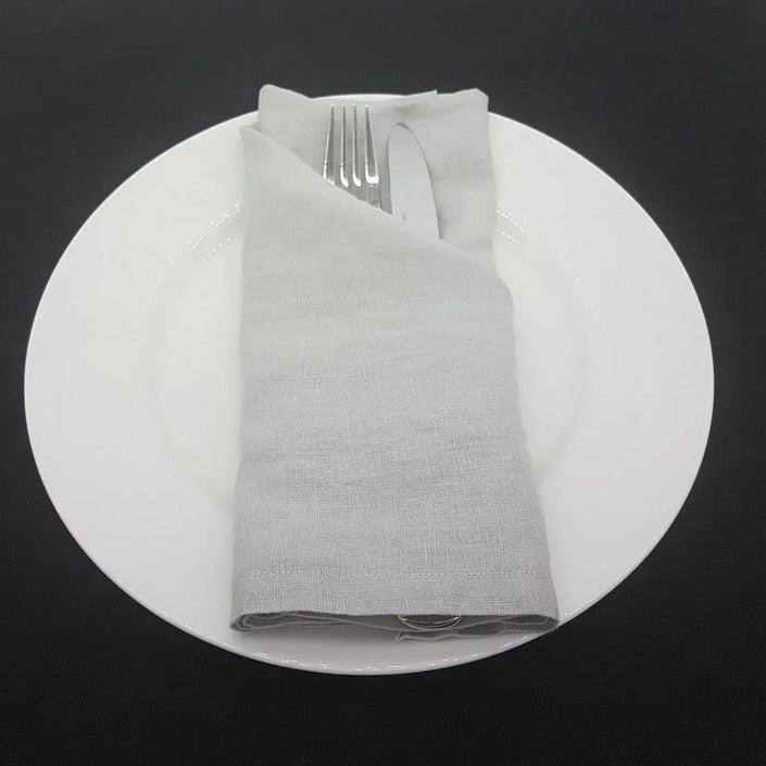 MARC OLIVER Light Grey Pure Linen Napkins 50cm x 50cm French Flax Cloth - 4 Pack **CLEARANCE**