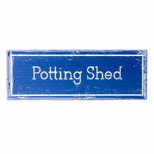 Load image into Gallery viewer, MARTHA&#39;S VINEYARD Vintage Style Garden Sign - Potting Shed - Blue