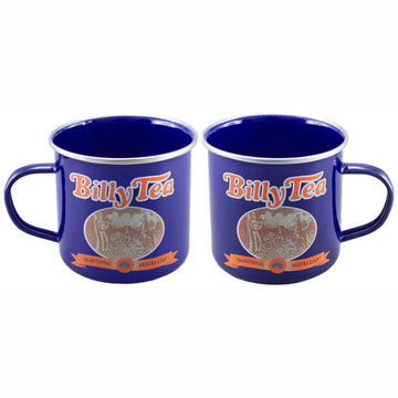 BILLY TEA Licensed SET of 2, 9cm Enamel Mugs - 425ml