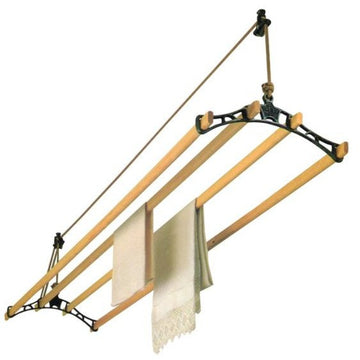 SHEILA MAID 57" Ceiling Clothes Airer 4 Bar - Black