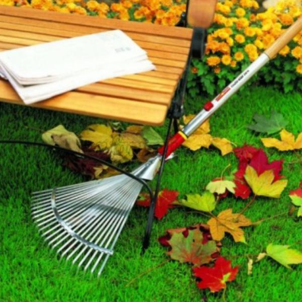WOLF GARTEN Multi-change Adjustable Rake in use