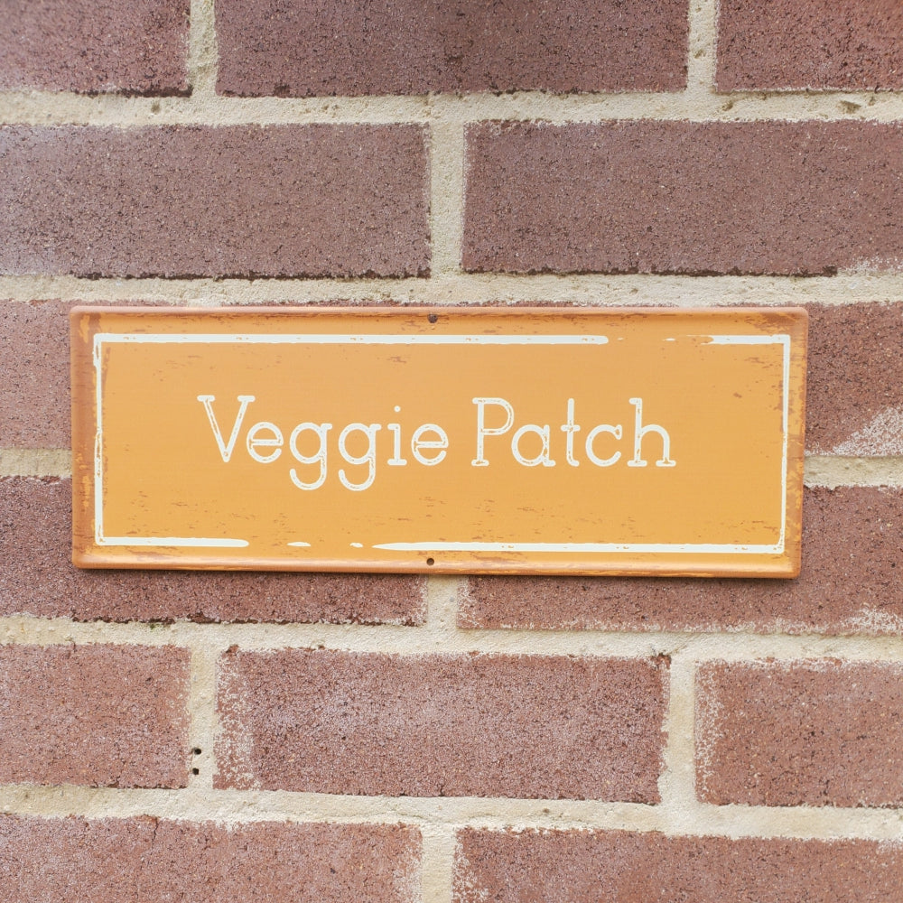 MARTHA'S VINEYARD Vintage Style Garden Sign - Veggie Patch - Orange